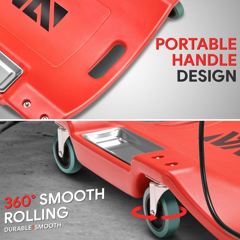 40 Inch Low Profile Plastic Rolling Garage Creeper with LED Light