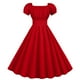 thumbnail image 5 of Vestido largo hasta la rodilla con cuello cuadrado y manga corta de color liso informal a la moda para mujer Pompotops  ghjkhdj18481, 5 of 8