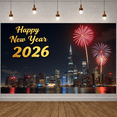 thumbnail image 5 of Night Cityscape Happy New Year Banner Glittering Fireworks Celebration Banner Festive Design for Party Decoration Holiday Event Celebration, 5 of 9