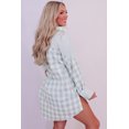 thumbnail image 3 of Women's Green Mix Checked Patchwork Long Sleeve Shirt, 3 of 5