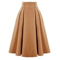 thumbnail image 2 of AOMPMSDX Skirt Womens Elegant Solid Color A Skirt Vintage Vintage Waist Pleated Skirt XXL, 2 of 4