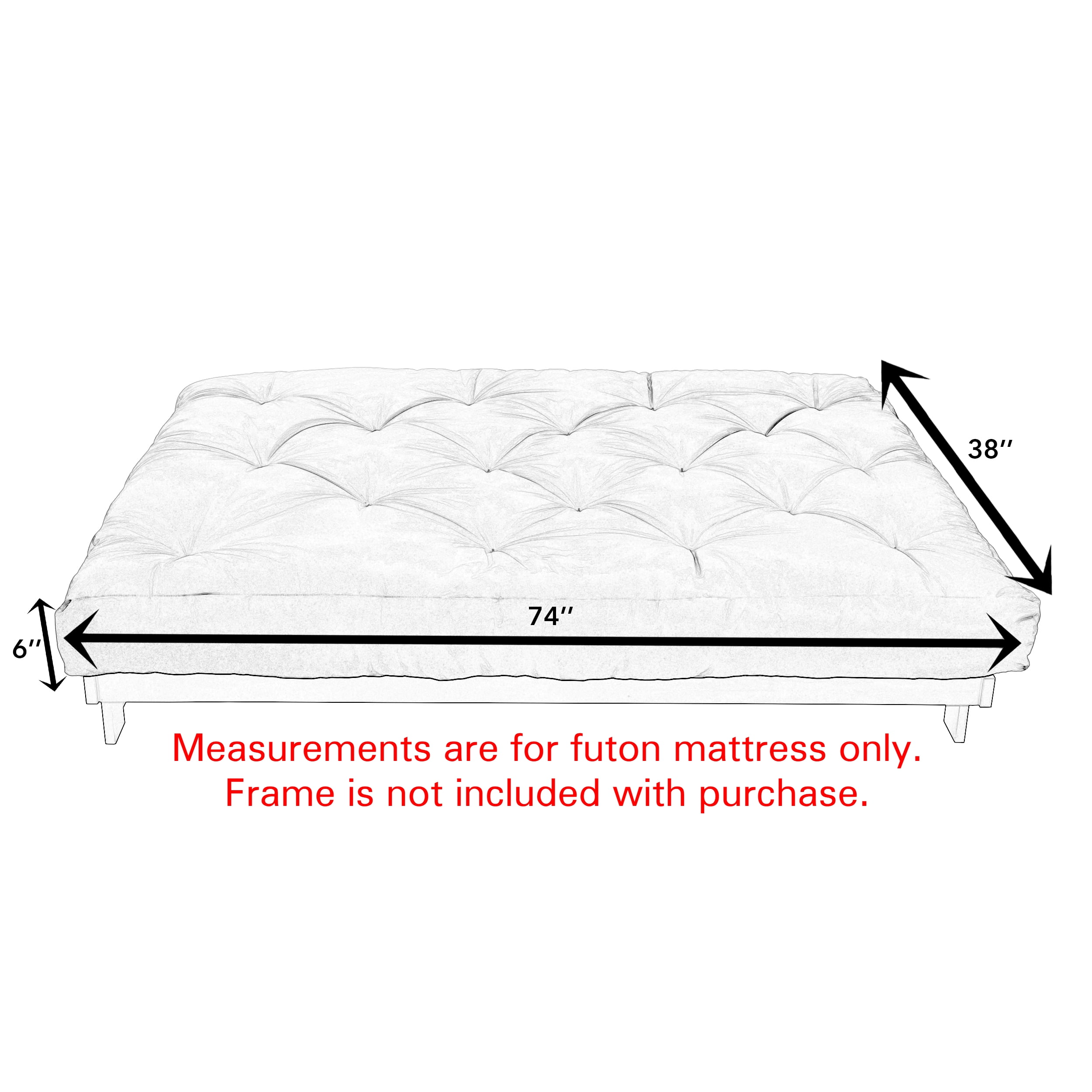 Sorra Home - 6 inch Reversible Tufted Futon Mattress, Twin Size
