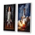 thumbnail image 3 of Designart "Reverent Rocketship I" Rocketship Framed Wall Art Set Of 2 - Coral Transportation Framed Canvas Set For Living Room Decor, 3 of 6