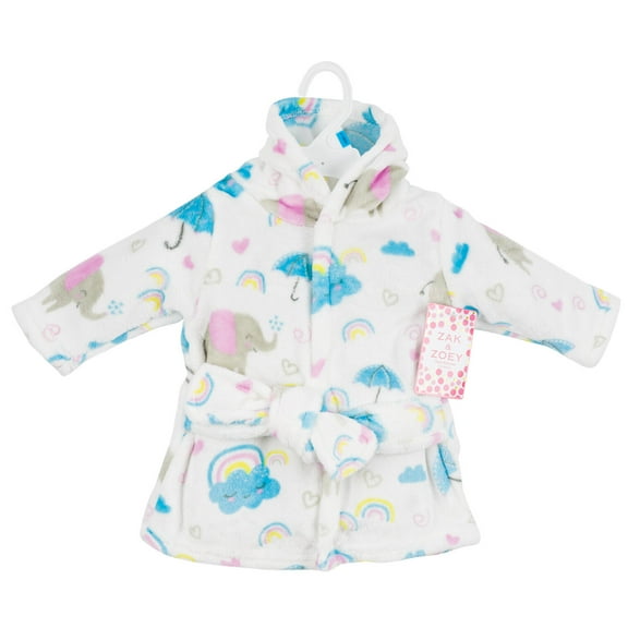 Zak and Zoey Hooded Robe- 0-9M- Elephants