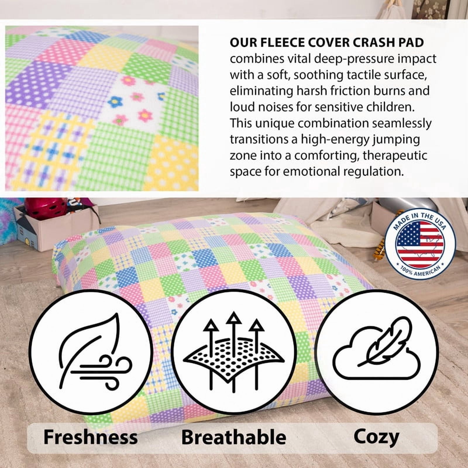 Sensory Crash Pad for Kids & Adults,Soft Landing Crash Mat with Foam Blocks,Removable and Washable Cover,Non-Slip Bottom for Jumping, Relaxing & Play,36" x 36"