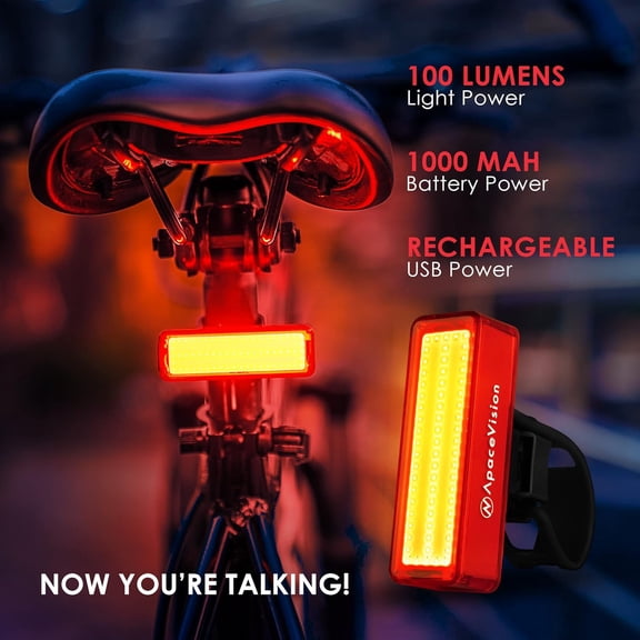 USB Rechargeable Bike Tail Light 100 Lumens IPX6 Safety LED Rear Light with 6 Modes 270° Visibility
