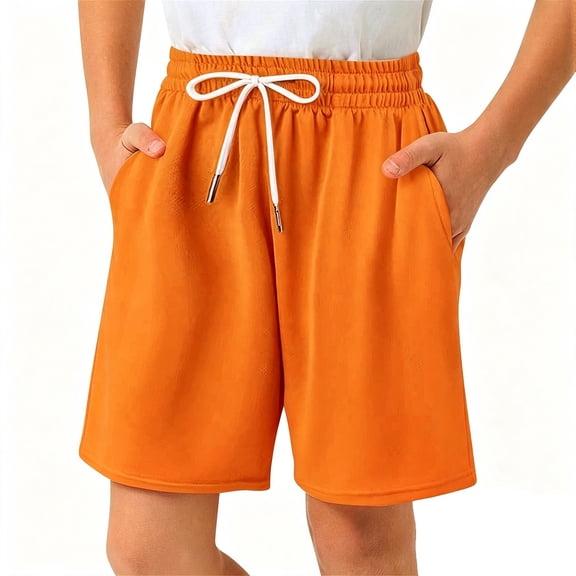 Children Loose‑Fit Mesh Sports Shorts, Drawstring Waist Side Pockets Breathable Running Basketball Training Boys Shorts