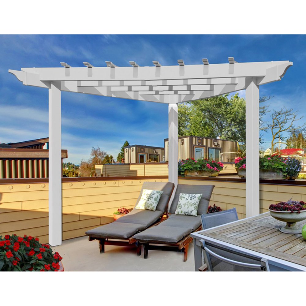 Vita 8' x 8' Alcove Corner White Vinyl Pergola VA42034