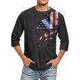 thumbnail image 2 of NuoCaiYun 3/4 Sleeve Athletic T-Shirt for Men Print Round Neck Casual Short Sleeve Blouses Tops, 2 of 5