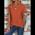 thumbnail image 4 of Camisetas para Mujer, Camisetas Informales con Mangas Murciélago Lisas y Dobladillo Cruzado, Camisetas Ajustadas A Coral S, 4 of 9