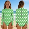 thumbnail image 2 of Swimsuit for Girls, Long Sleeve One Piece Rashguard, Solid Color Beach Vacation Swimsuit for Kids 2-13 Years, 2 of 7