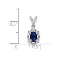 thumbnail image 2 of 925 Sterling Silver Polished Created Sapphire and Diamond Pendant Necklace 17x8mm Wide Pendant for Women, 2 of 2