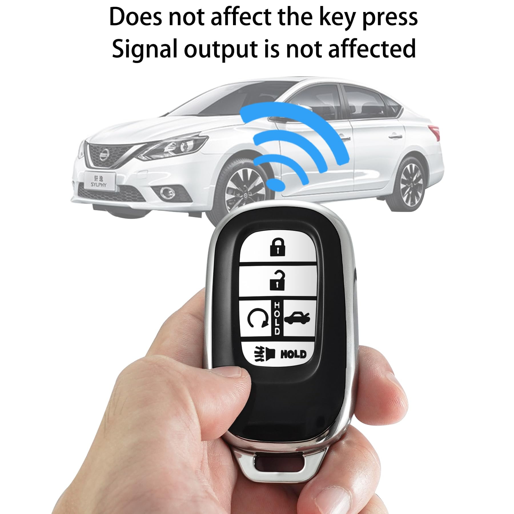 for Honda Key fob Cover,case with Keychain,Soft TPU Protection Key Shell/Skin,5 Buttons fit 2022 2023 Accord Civic HR-V CR-V Pilot Remote Key