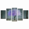 thumbnail image 1 of Juego de Cuadros Decorativos, Árbol Mágico con Flores Luminosas, Estilo Fantasía y Serenidad, 5 Piezas, Ideal para Recámaras y Spas, 150x80cm, 1 of 5