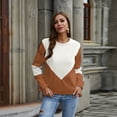 thumbnail image 1 of Qiopertar Haut Décontracté Ample à Manches Longues Col Rond Contrasté pour Femmes en Solde à Moins de 5$ jusqu'à 90 % de Réduction, 1 of 3