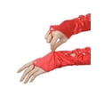 thumbnail image 4 of INSPIRE CHIC Women's Fingerless Gloves Satin Arm Warmers Hollow Out Bow Beads with Finger Loop Red One Size, 4 of 6