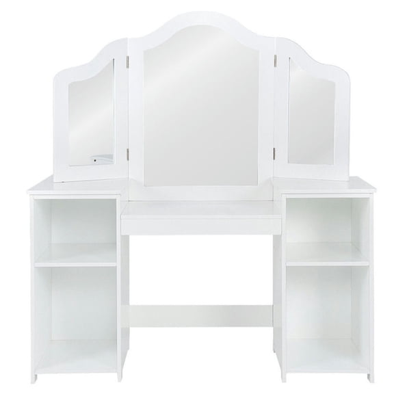 Spaco Kids Tri Folding Mirror Makeup Dressing Vanity Table Set-White, Girls Vanity for Girls Kids