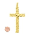 thumbnail image 4 of Large 14k Gold Heavy Plated Nugget Textured Cross Pendant + 30" 2mm Rope Chain Necklace Set, 4 of 7