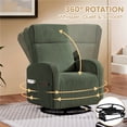 thumbnail image 5 of Yaheetech Corduroy Swivel Recliner Glider Chair Rocking Chair for Living Room, Dark Green, 5 of 8