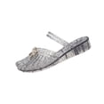 thumbnail image 2 of Willtoo Women's Jelly Shoes Slip on Mules Sandals Pointy Square Toe Strap Mary Jane Slides Low Heel Hollow Out Transparent Glitter Beach Summer Vacation, 2 of 6