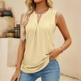 thumbnail image 2 of Gifts Usmixi Womens Tank Tops Beach Lightweight Casual Hollowed Smocked Tunic Shirts Vest Summer Trendy Solid V-Neck Sleeveless Shirts Blouse Yellow XL, 2 of 6