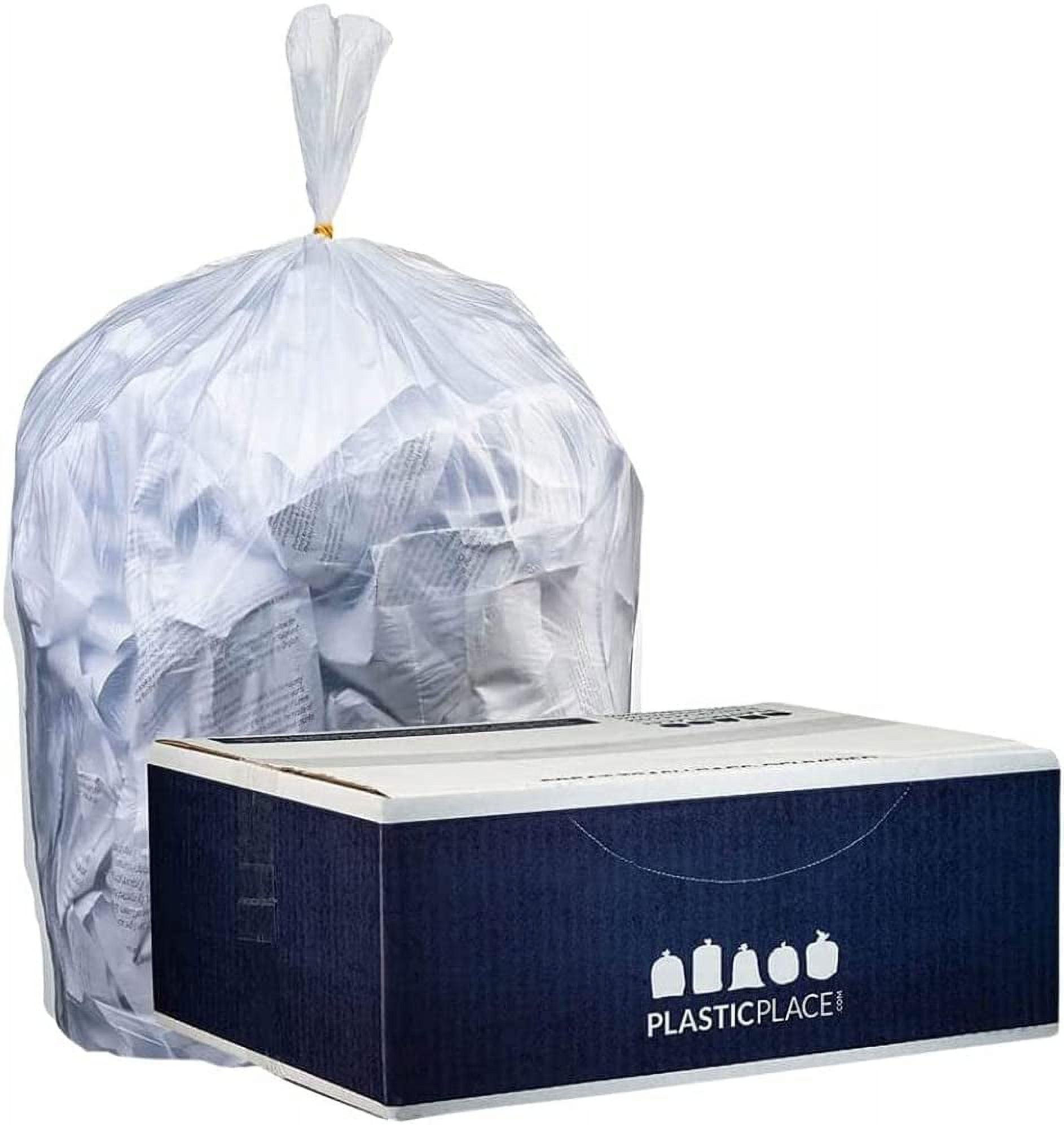 Plasticplace 40-45 Gallon Trash Bags │16 Microns │ Clear Heavy Duty Garbage Can Liners │ 40" x 48" (250 Count)