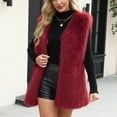 thumbnail image 2 of Stichou Womens Oversized Faux Fur Vests Sleeveless Open Front Cardigan Fuzzy Jacket Coat Outerwear 2025 Fall Winter Wine M, 2 of 4
