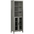 thumbnail image 2 of kleankin Tall Bathroom Storage Cabinet with 3 Tier Shelf, Glass Door Cabinet, Freestanding Linen Tower with Adjustable Shelves, Grey Wood Grain, 2 of 9