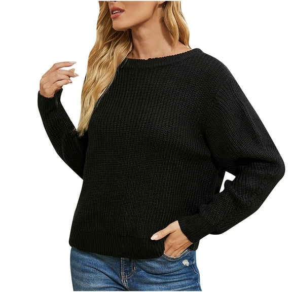 Odeerbi Sweaters for Women Fall Sweaters Trendy Button Reversible 2024 Long Sleeves Knit Cardigan Loose Tops Blouse Sweater Black