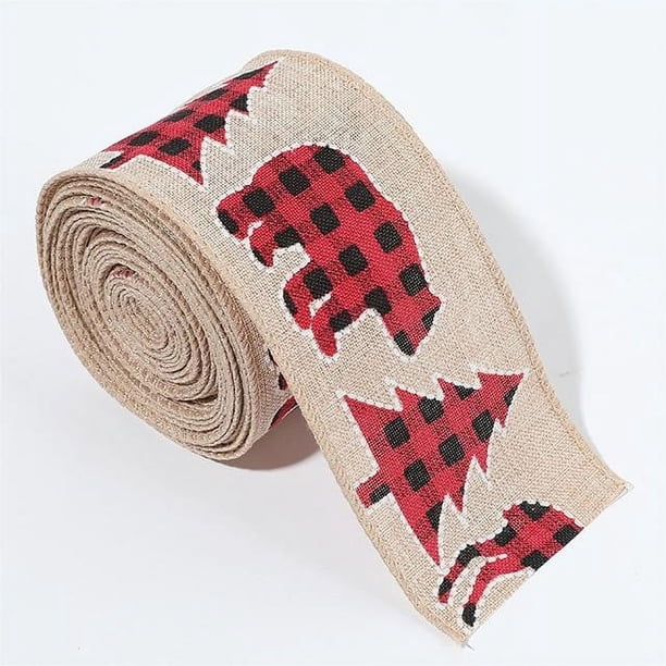 Red Wired Cloth Ribbon for Christmas Decorations Gift Wrapping and DIY Crafts