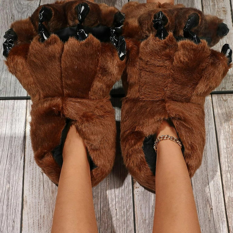 Shoes Plush Slippers Bear Paw Slippers Animal House Slippers - Walmart.com
