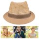 thumbnail image 5 of Sombrero de paja Sombrero de playa de ala corta Sombrero de pescador tejido transpirable para hombres y mujeres, 5 of 5