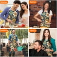 thumbnail image 4 of Pioneer Flower Floral Print Pattern Apron-Garden Aprons for Women with Pockets-Cotton Linen Waterproof Kitchen Cooking Gardening Aprons Adjustable for Kitchen,Cooking,BBQ and Salon 33x27 Inch, 4 of 7