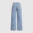 thumbnail image 4 of Women's High Waist Wide Leg Jeans, Casual Daily Jeans with Mini Bow Detail, Loose Fit Trouser for Street Style, Retro Outfits and Everyday Wear Light Blue L, 4 of 4