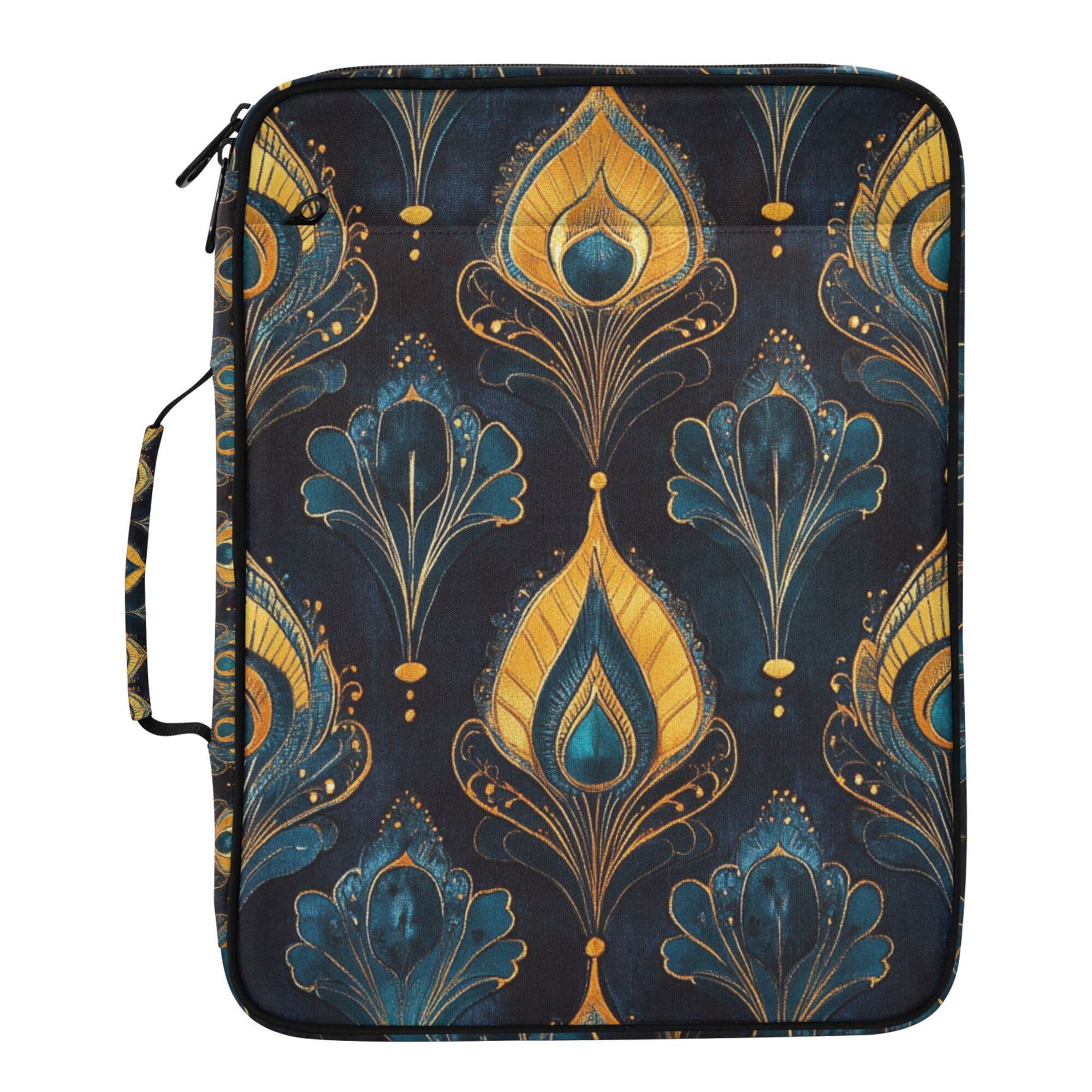 FORMRS Accordion File Folder A4 Size 7-Pocket Expanding Document Organizer Bag with 3 Ring Binder, Navy Blue Art Pattern