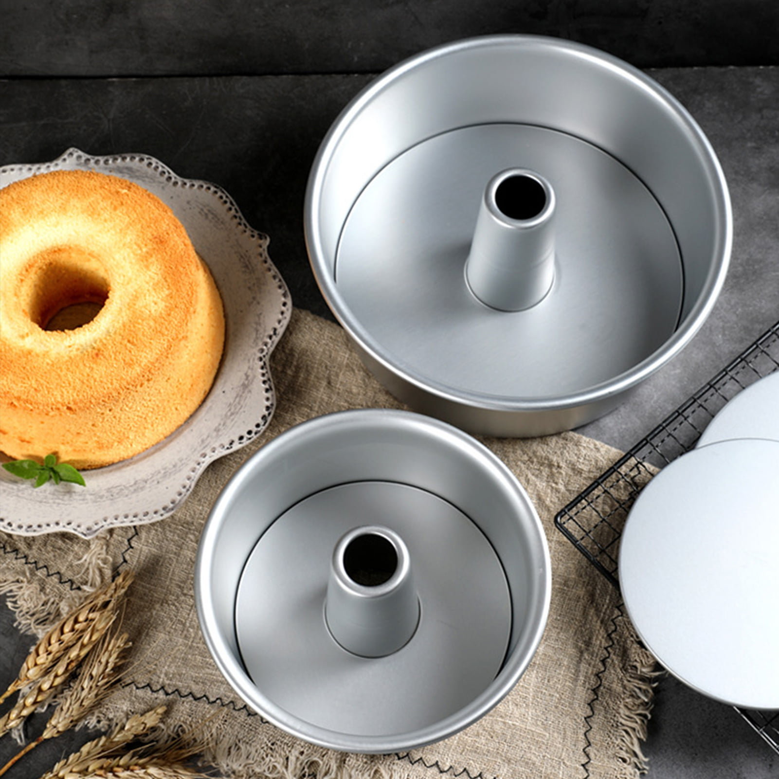 Details about   Set of 3 Round Hollow Mold Removable Bottom Pan Baking Mould For Chiffon Cake 