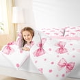 thumbnail image 3 of Erosebridal Pink Polka Dot Bow Queen Comforter Set for Girls, Watercolor Ribbon Bedding Comforter Set for Kids, Pink Reversible, 3pcs, 3 of 6