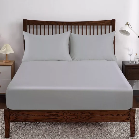 Huba Homes 100% Cotton Fitted Sheet Cal King Size Sateen, All-Around Elastic Deep Pocket...