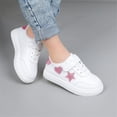 thumbnail image 4 of YunPes Toddler Girls Stylish Sneakers Cute Glitter Star Patch White Skate Shoes Non-Slip Cushioned Athletic Shoes with Hook & Loop, 4 of 9