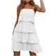 thumbnail image 1 of Sólido verano casual bohemio sin tirantes vestido sin mangas con volantes en capas elegante playa falda mujeres Pompotops  qwe14252, 1 of 5
