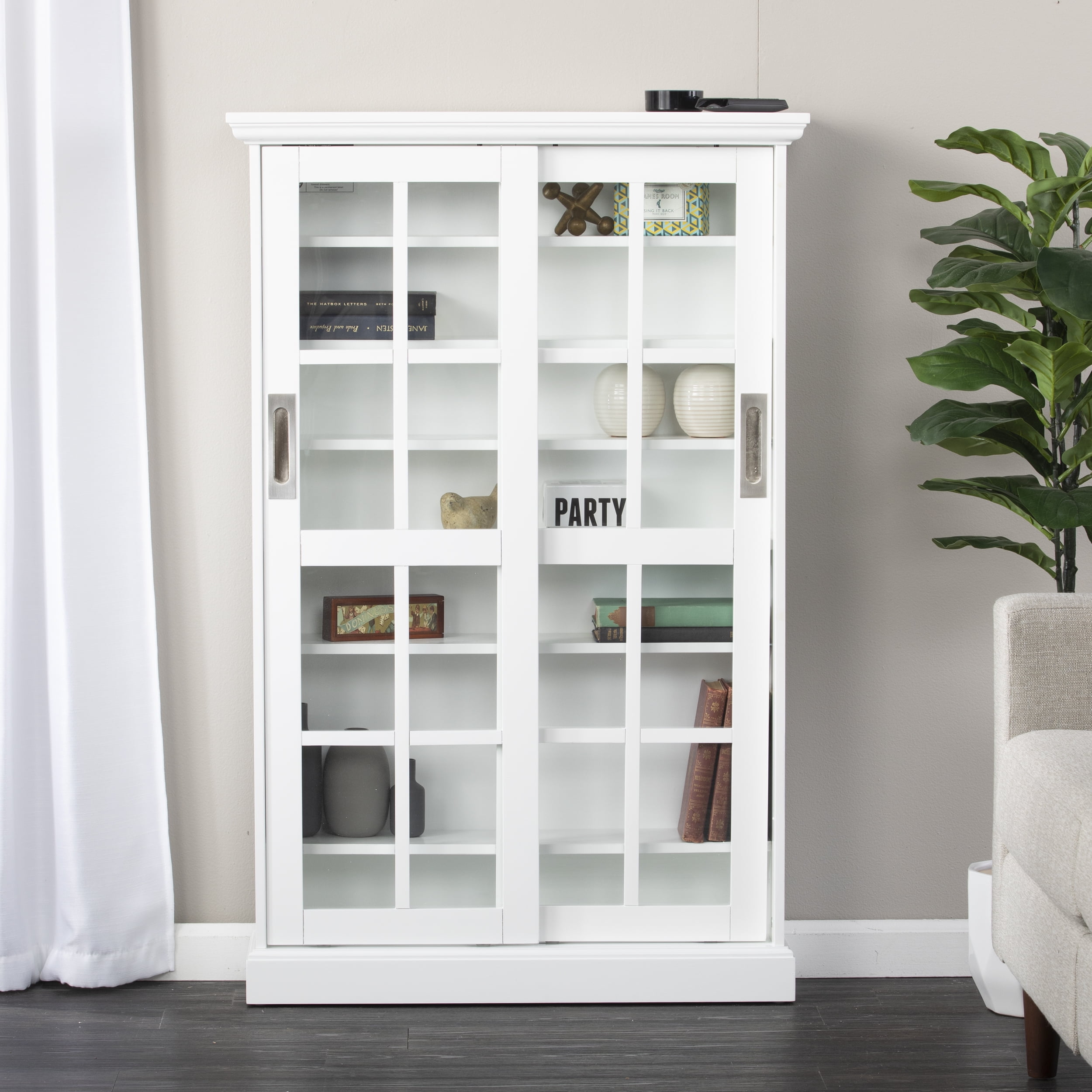 Sliding Door Media Cabinet White Walmart