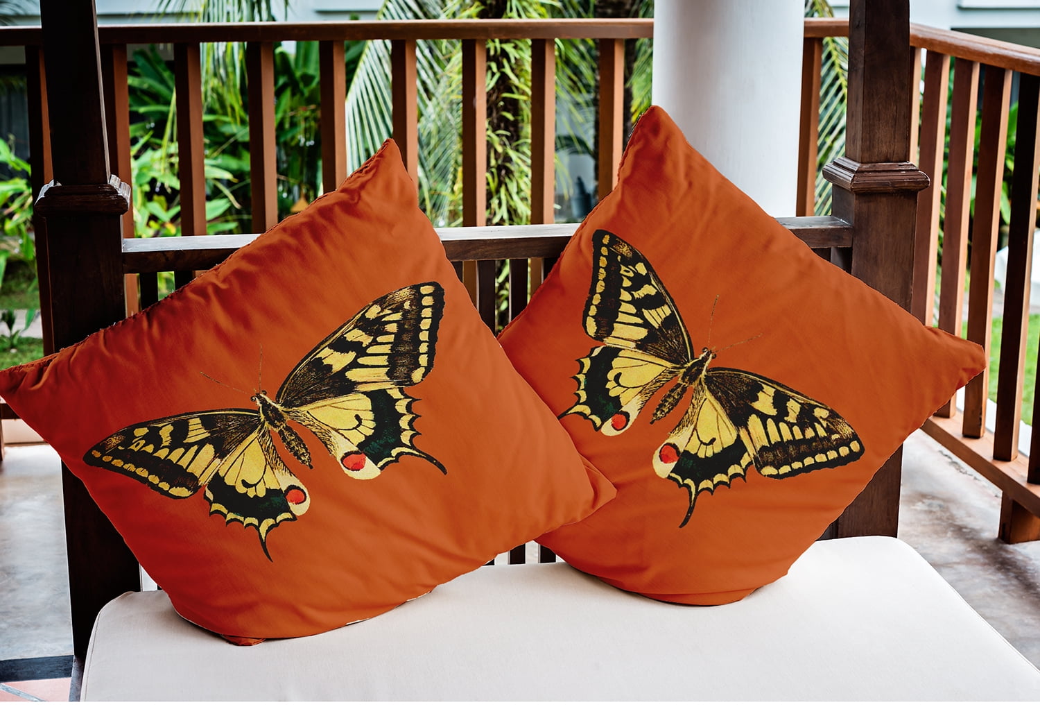 20" x 20" Simply Daisy Rare Swallowtail Indoor/Outdoor Pillow, Perfect Orange Qty 1
