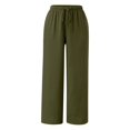 thumbnail image 2 of Women'S Solid Color Casual Fashion Cotton And Linen Drawstring Slacks For Women, 2 of 4