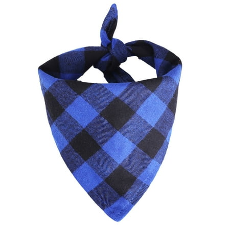 LIORAGLJ Size Neck 8-16inch Classic Plaid Pet Bandana Scarf 1PC Gift for Dogs Cats (Blue)