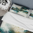 thumbnail image 4 of Designart "Teal and Gold Abstract Expressionism III" Modern Bedding Covert Set - Abstract Liquid Ink Turquoise Abstract Bed Set With 2 Shams, 4 of 6