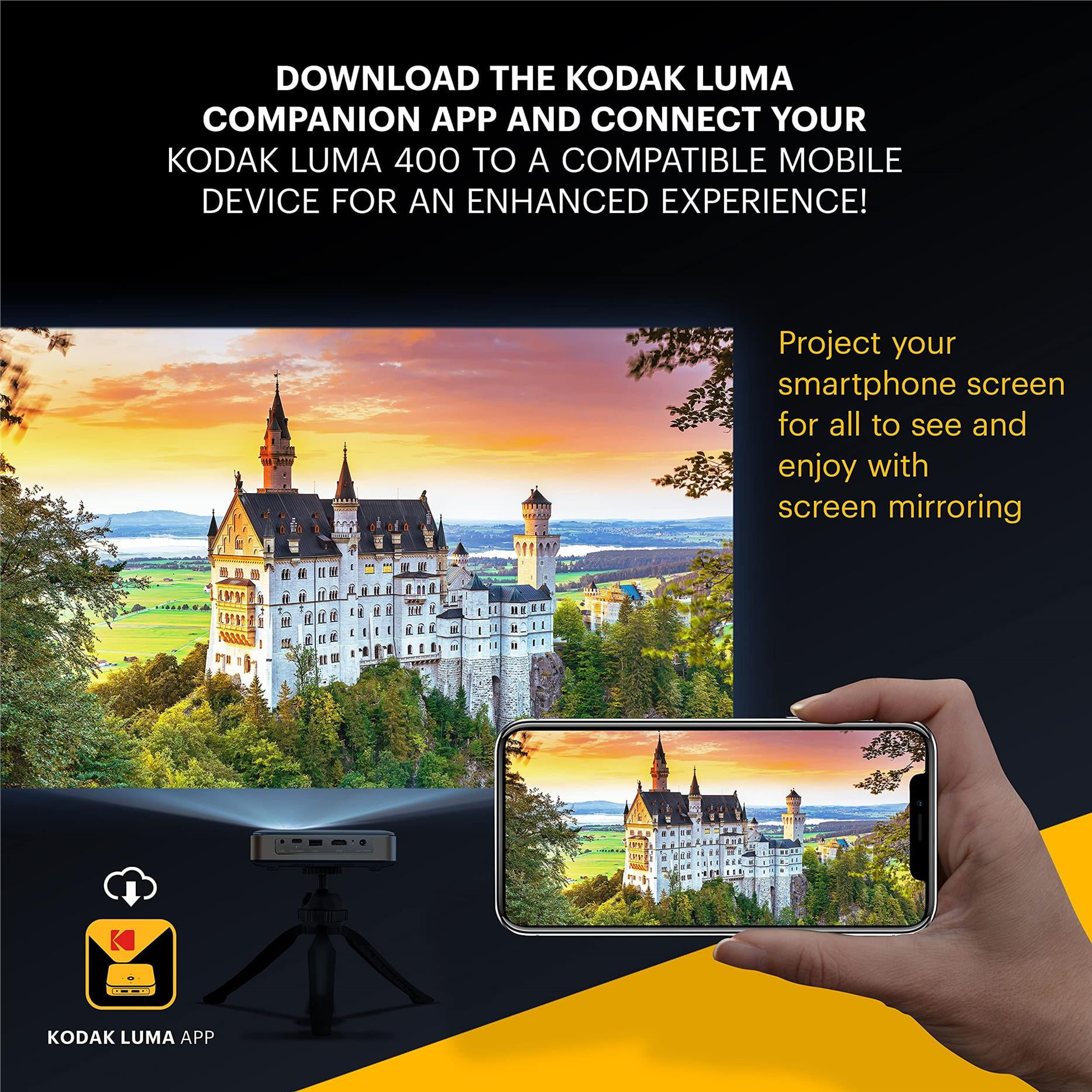 Kodak Luma 400 Wi-Fi Bluetooth HD DLP Mini Projector with HDMI & Tripod