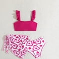 thumbnail image 4 of Fesfesfes 6-13Years Girls 3 Piece Swimsuits with Skirts Tropical Gradient Print Swim Bathing Suits Teen Girls'Beach Swimwear Strap Bikini Set(Pink#2,10-11 Years), 4 of 7