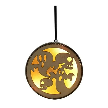 

Wooden LED Lamp Witch Pumpkin Hanging Light Ornament for Halloween Decorations