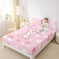 thumbnail image 3 of Feelyou Cute Rainbow Love Heart Bed Sheets for Girls, Lovely Star Moon King Sheets, Pink, 4pcs, 3 of 5