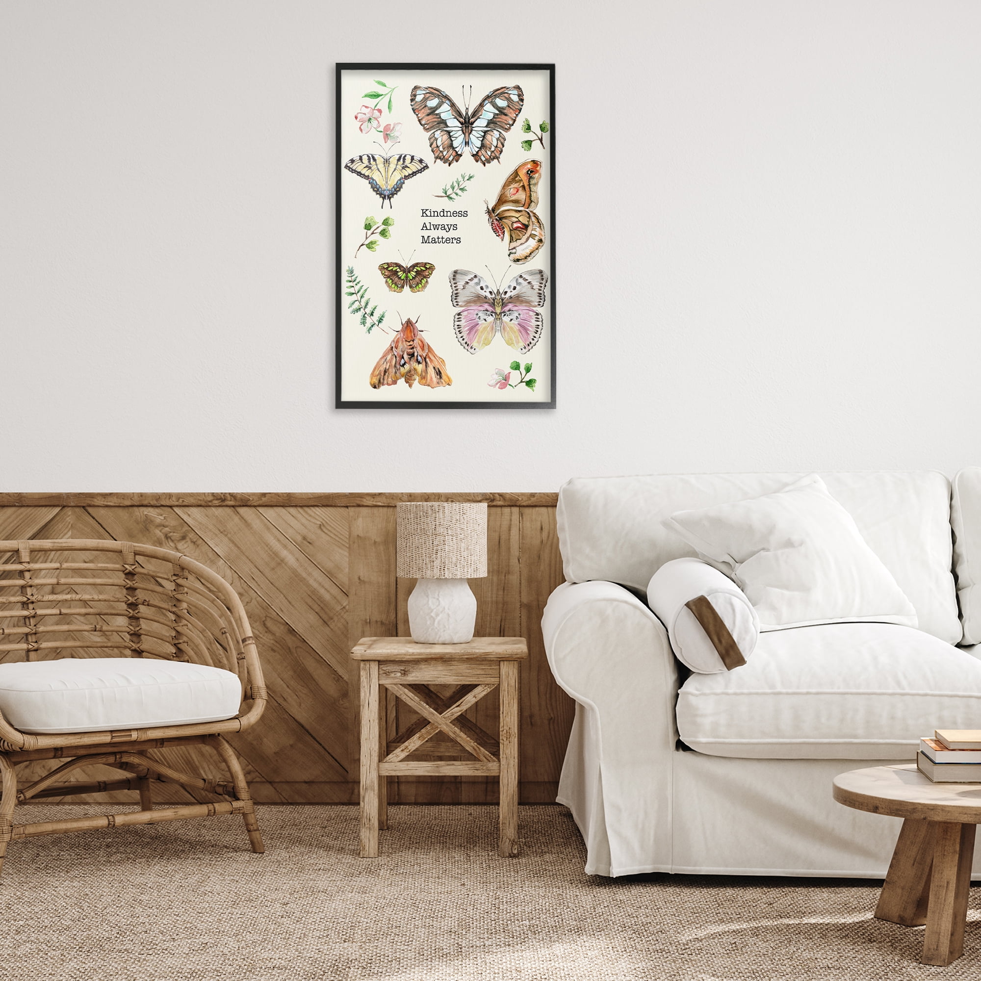 Stupell Industries Kindness Matters Insects Animals & Insects Painting Black Framed Art Print Wall Art, 20 x 30